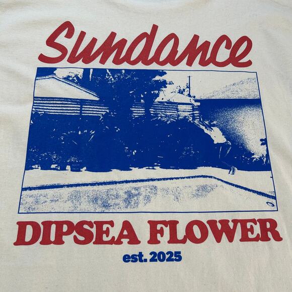 Sundance Graphic Tee Cream Cotton Oversized Dipsea Flower Pool Print Indie XXL - Picture 4 of 5